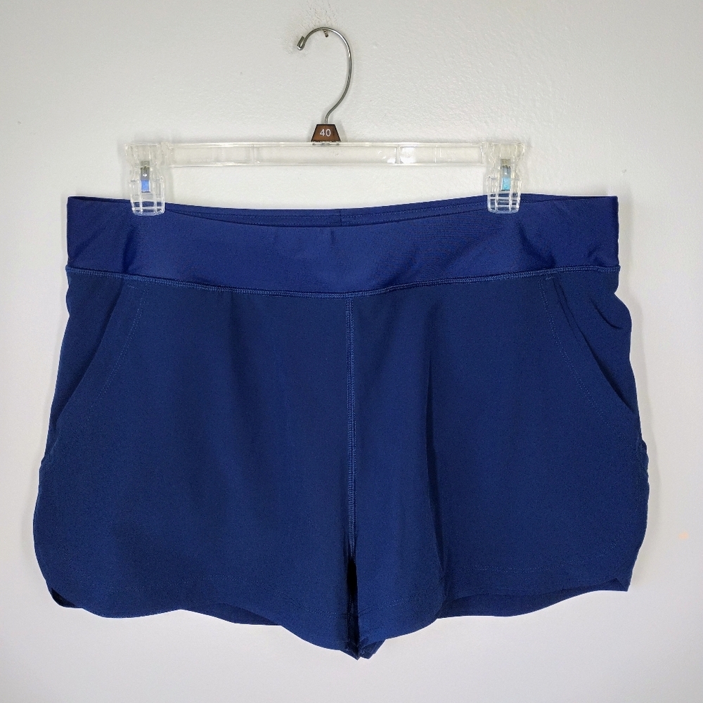 Lands End Quick Dry Swim Shorts Womens Plus 18 Navy Blue Beach Vacation Travel
